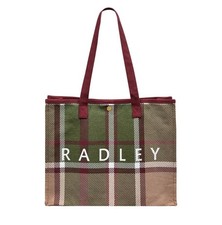 Radley autumn check cranberry canvas tote bag brand new still in packaging 