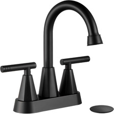Bathroom Faucets for Sink 3 Hole, 4 Inch with Pop up Drain and 2 Supply Hoses, 2