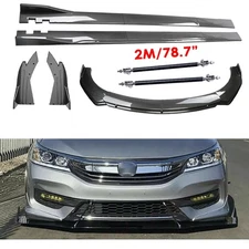 Carbon Fiber Look Front Bumper Lip Spoiler Side For Honda Accord Civic Body Kit