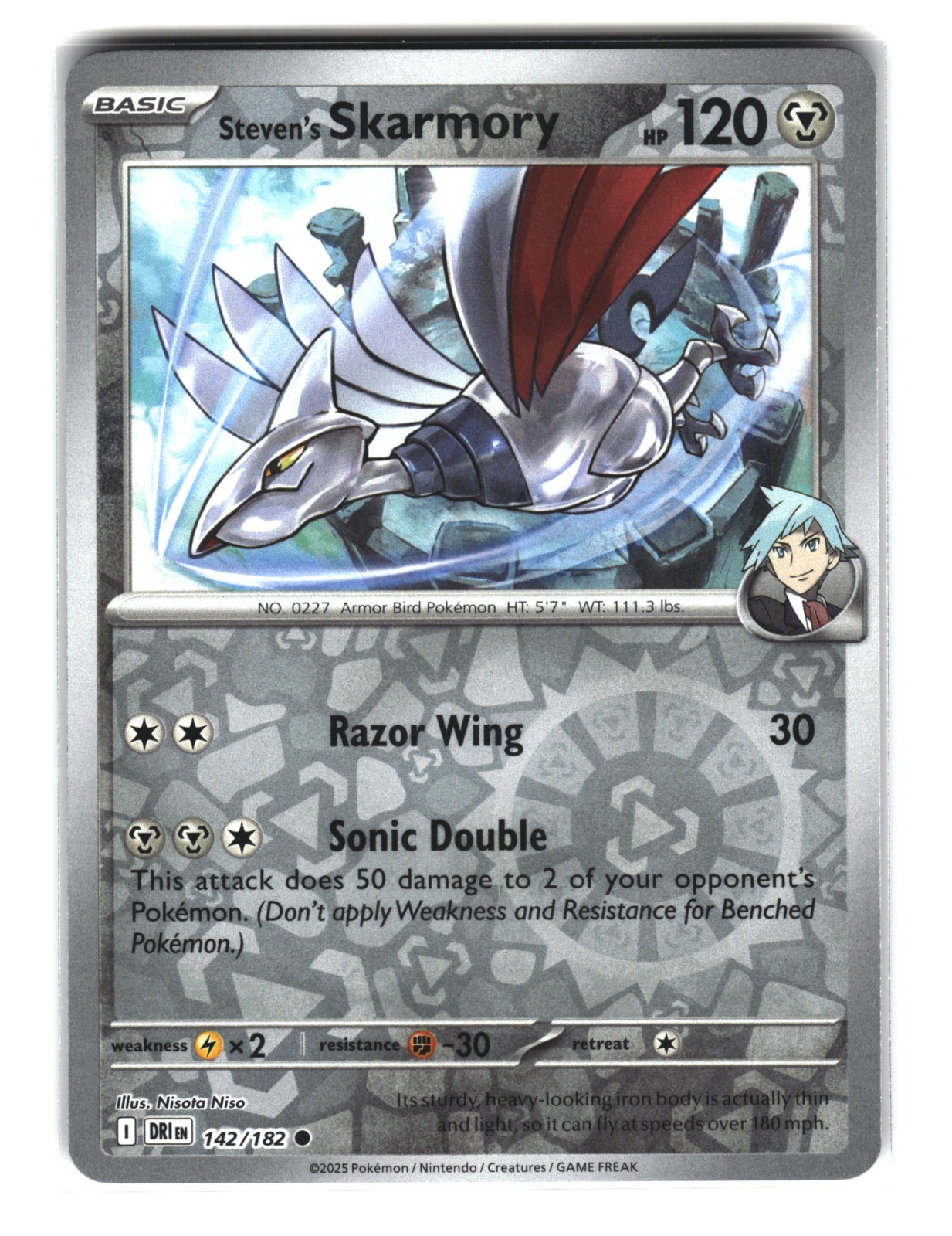 Steven’s Skarmory 142/182 Pokemon Card NM