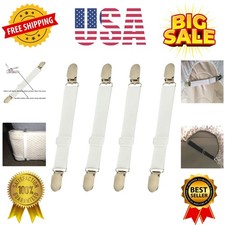 Bed Sheet Clips Straps Sheet Holder Mattress Clips, 4 Pcs Adjustable Elastic ...