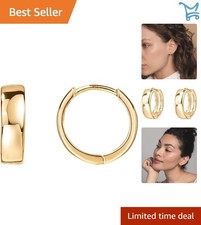 14K Gold Plated Sterling Silver Small Hoop Earrings for Women Youth Gift