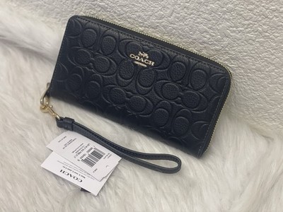 NWT Coach CEW21 Long Zip Around Wallet In Signature Leather Gold
