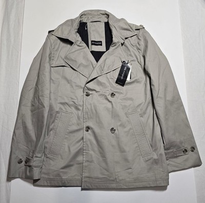 M&S Zweireiher Trenchcoat Herren Gr. L Cotton Rich Mantel Grau Neu Mit Etikett 