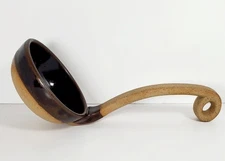 Vintage Handmade Bean Pot Ladle with Decorative Looped Handle for Hanging