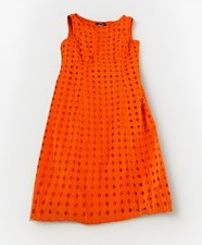 Nine West Dress Womens 4 Orange Sheath Eyelet Detail Sleeveless Career (A21)