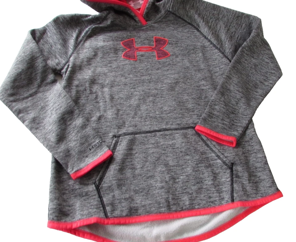 Under Armour COLDGEAR Niñas Talla YSM Gris Tormenta Polar Pullover Sudadera con Capucha NUEVO Foto 2 de 4