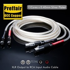 Pair HiFi OCC Silver Plated Cable XLR Female to RCA Male Rhodium Plate Connector