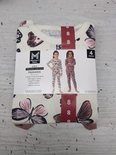 Members Mark 4 Piece Organic Cotton Girls PJ  s Set Sz 8 Butterfly Theme A30