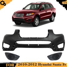 Front Bumper Cover Primed Fog Lights Cover Kit For 2010-2012 Hyundai Santa Fe