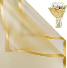 20 Sheet Flower Wrapping Paper - 1 Count (Pack of 20) Translucent Gold