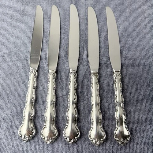 TARA STERLING SILVER Set Of 5 DINNER KNIVES 9" ELEGANT 1955 FLORAL REED & BARTON