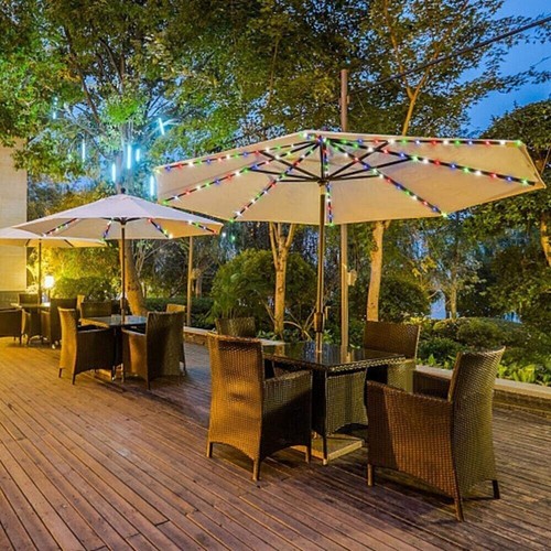 Lichterkette Für Sonnenschirm Beleuchtung Garten Ampelschirm Schirmkette 104-LED - Bild 8 von 15
