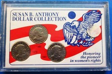 SUSAN B. ANTHONY DOLLAR COLLECTION. 1979-1980-1981. IN A PLASTIC CASE.