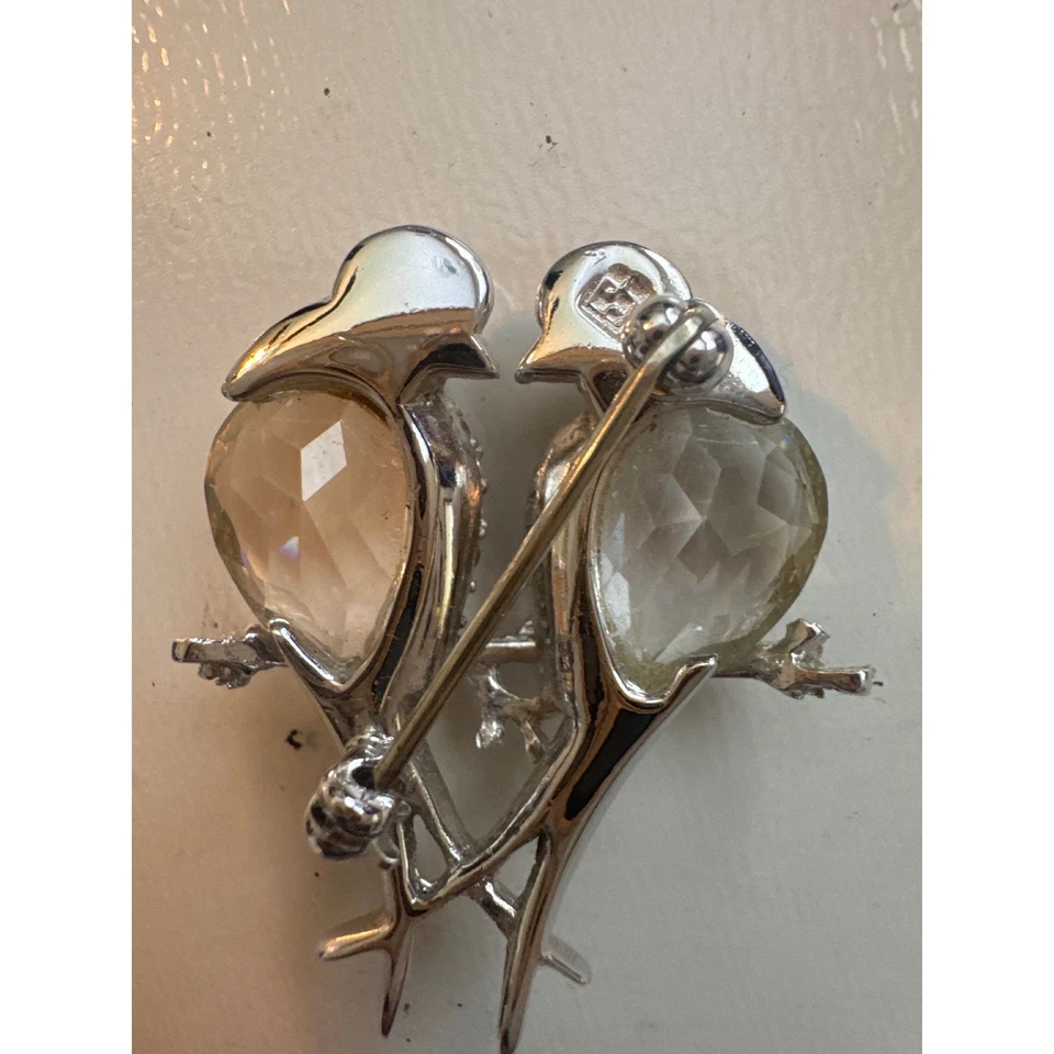 施华洛世奇水晶银色LoveBirds胸针SC块标志已停产 — 第 2/3 张图片