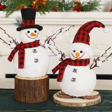 2 Packs Christmas Snowman Decorations, 15.4" H Snowmen Wearing Buffalo Check ...