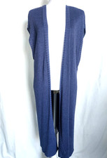 NWT Chico's Open Front Lace Back Women's Long Vest Sweater Size 3 /XL Blue Spark