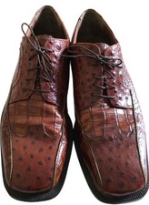 Stacy Adams Cognac Brown Alligator/Ostrich Print Shoes 24141 Men s Size 101/2