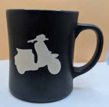 Vintage 2011 Starbucks Scooter Vespa Moped Dark Navy Coffee Cup Mug 16 oz Bone