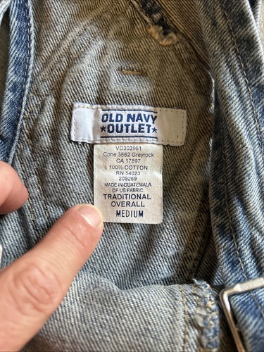 Old Navy Denim Overalls Womens Y2 Straight Leg Sz Medium Carpenter Medium Wash - Picture 6 of 7