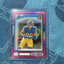 2024 Panini Donruss Rated Rookie Blake Corum #322 Optic Preview Pink Prizm (RC)