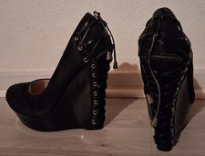 Sexy Damen Pumps High Heels mit Korsett Absatz schwarz Gr. 36 Deko