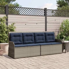 Garden Bench Grey Poly Rattan