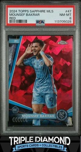 2024 Topps Chrome Sapphire MLS Mounsef Bakrar Rookie Red Refr #2/5 PSA 8 L426