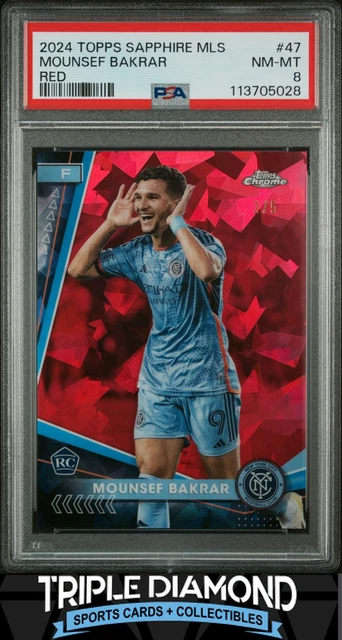 2024 Topps Chrome Sapphire MLS Mounsef Bakrar Rookie Red Refr #2/5 PSA 8 L426