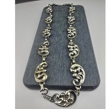 Vintage Danecraft Necklace Sterling Silver Scroll Art Nouveau Link 16in