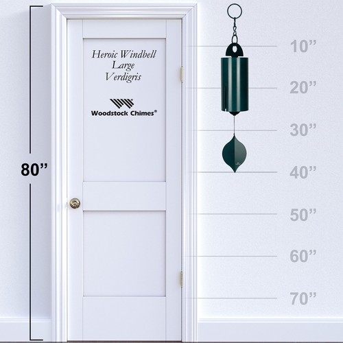 Woodstock Carillon a Vento Eroico Campanello a Vento Carillon a Vento per Esterno, 40" Verde Larg... - Foto 3 di 6