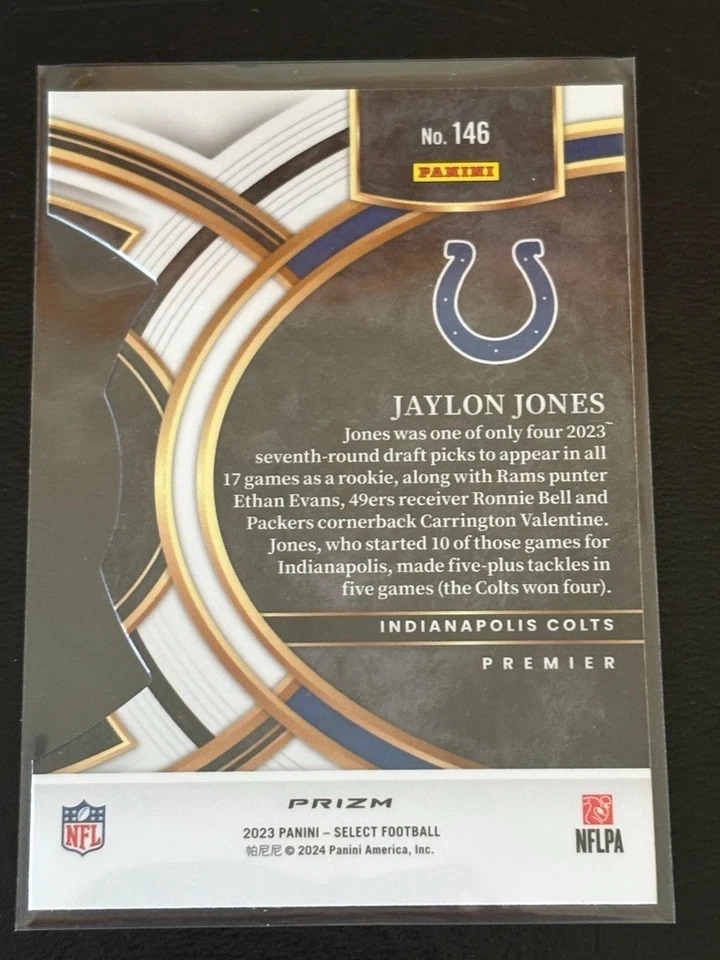 Jaylon Jones 2023 Panini Select Premier Red Blue Prizm Die-Cut  Rookie #146 - Image 2 of 2