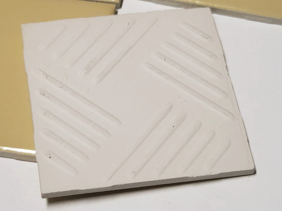 Vtg. Lot of 6 Romany Mustard Yellow Glossy Ceramic Tiles 4 1/4" Sq. NEW NOS - Image 2 of 3