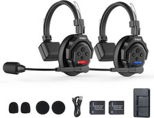 XTALK X2 Wireless Intercom Headset System, 2.4Ghz Communication Headset for 2-Pe
