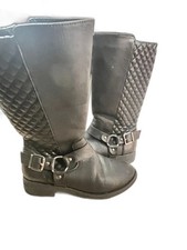 Wonder Nation- Girl s- Zip Up Boots Size 2 Black/ Silver Buckle Studs