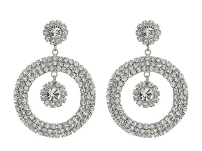 Nina Frontal White Crystal Pave Hoop Women's Earrings W1003