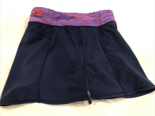 athleta girl L/12 blue Tennis skort with multi purple waist band back zip pocket - Picture 2 of 11