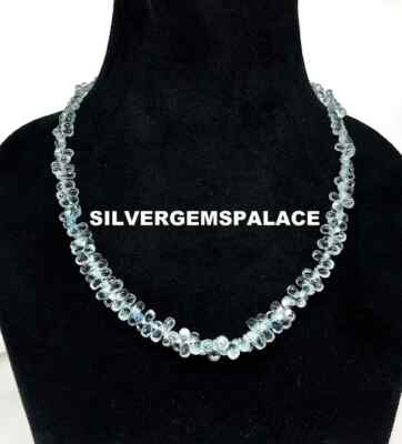 Extremely Rare~Aquamarine Faceted Drops Briolettes Small Size Gemstone Beads.