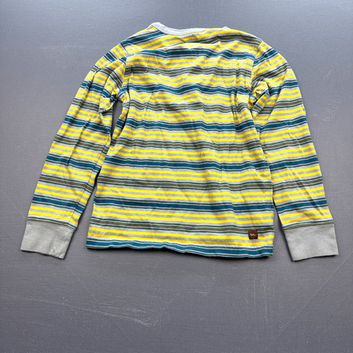 Tea Collection Shirt Boys 7 Striped Henley Long Sleeve Cotton Yellow Blue Gray - Picture 6 of 8