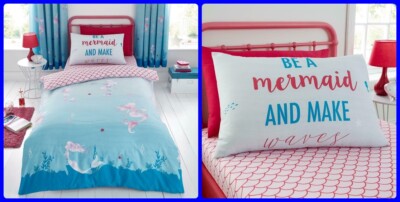 MERMAIID WORLD Mädchen Kinder Bettdecke Bettbezug mit passendem Spannbettlaken Set