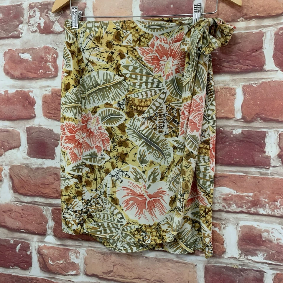 Falda envolvente de esquina informal vintage para mujer mediana 100 % seda floral corbata lateral Foto 3 de 4