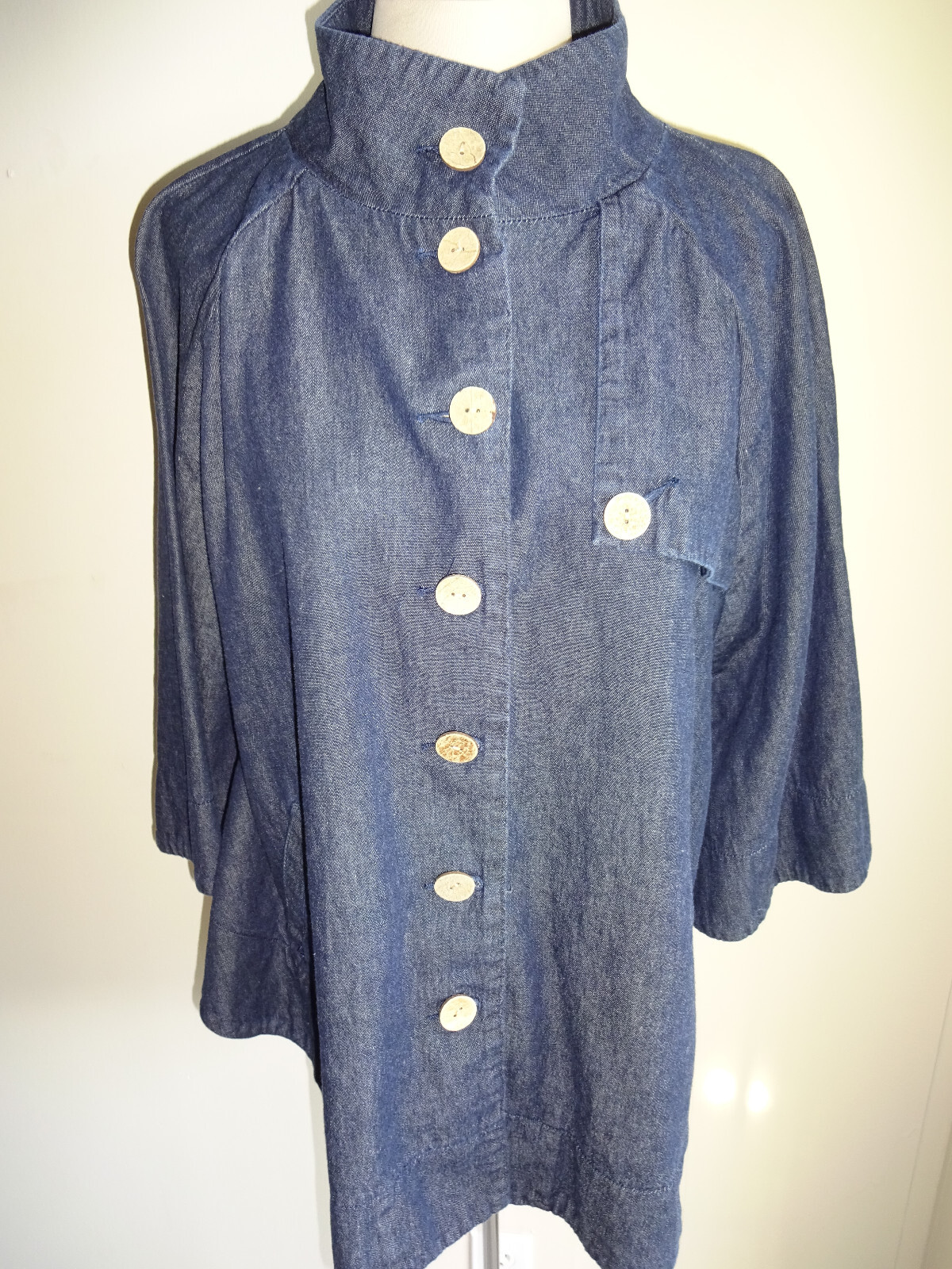 Womens Blue Jean Denim Joan Rivers Poncho Cape Me… - image 1