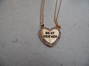 2pcs friendship pendant crystal necklace half friends heart gift