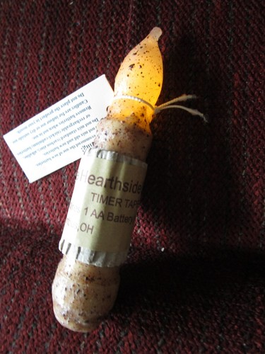 4" gebrannte ELFENBEIN LED TIMER Kegelkerze primitiv batteriebetrieben Bauernhaus NEU - Bild 4 von 6