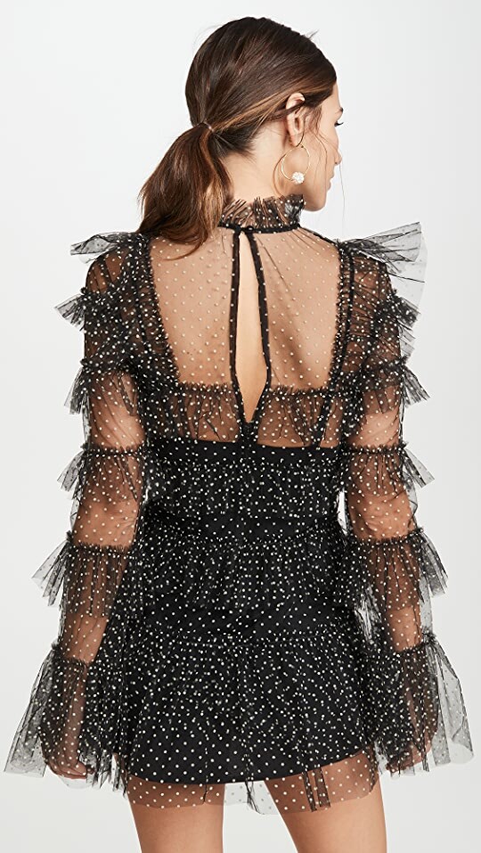 NEW Alice McCall Tokyo Skies Lace Mini Dress in Black Polka