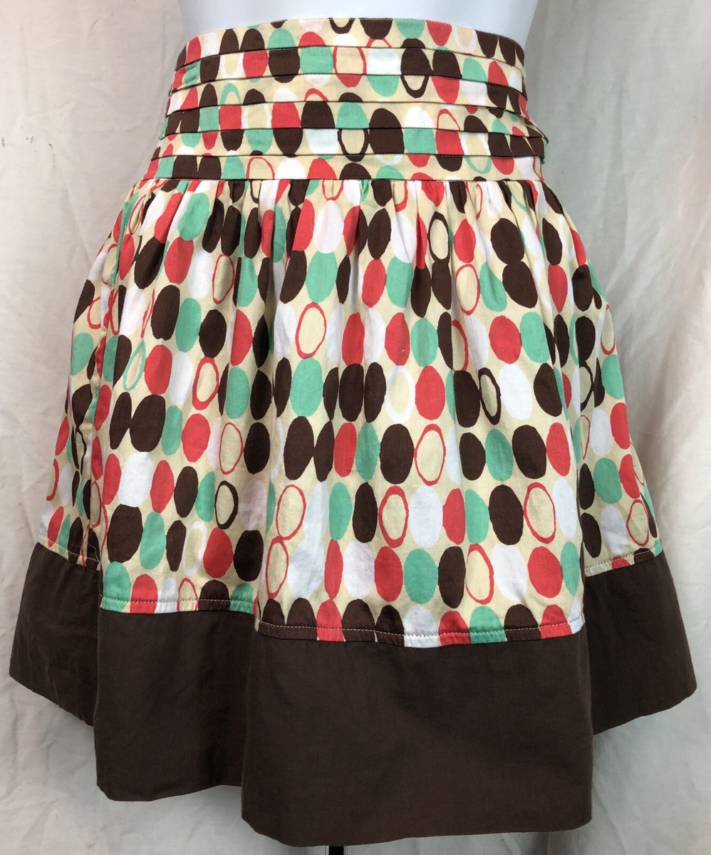 スカート Xoxo Vintage XOXO Fit & Flare Mini Skirt M Brown Orange Dots 31