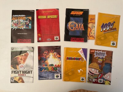 SUPER NINTENDO, NINTENDO 64, XBOX 360 GAME MANUALS, MAKE YOUR OWN LOT
