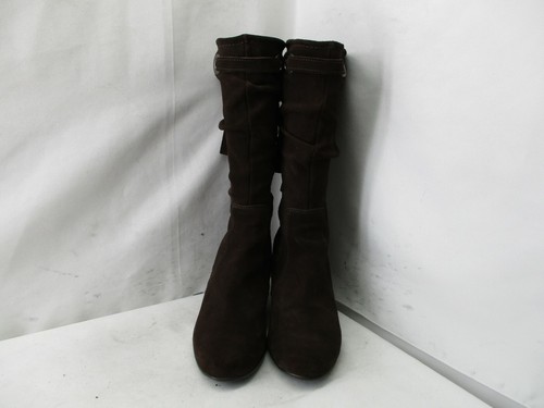 MUJER Italia Marrón Gamuza Cuero Cremallera Cuña Medio Pantorrilla Botas Mujer Talla 38 EUR - Imagen 2 de 9