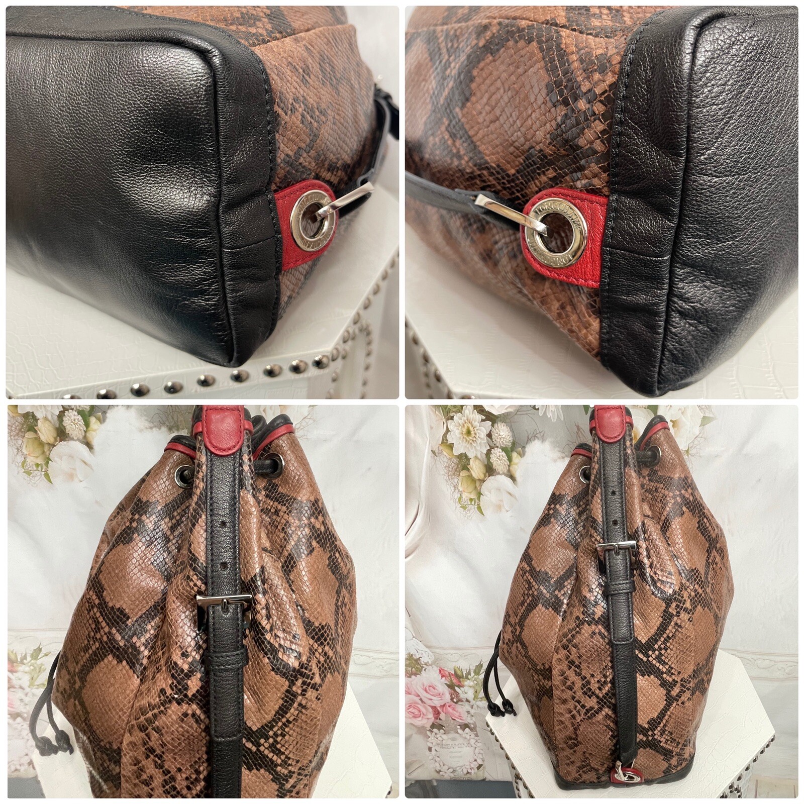 LONGCHAMP PYTHON EMBOSSED LEATHER BUCKET BAG Mint… - image 7