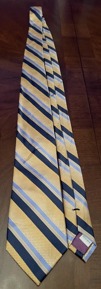 Corbata Birmania Bibas dorada azul 100 % seda para hombre hecha en China Foto 3 de 4